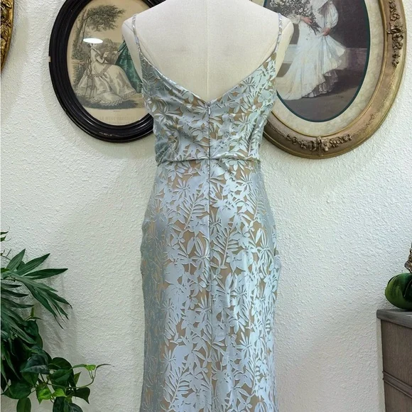 Jenny Yoo Silver-Blue Floral Maxi Gown - Picture 9 of 10